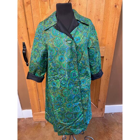 Women's Large Reversible Trapeze Coat Jacket Water Resistance Lightweight - Picture 1 of 7